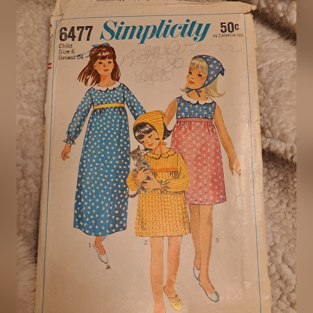 Vintage  Simplicity girls pattern 1960 size 6 💙💛